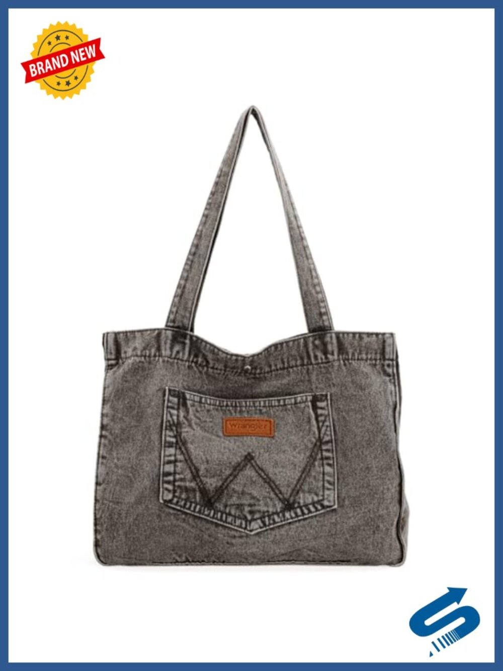 Wrangler Denim Tote Bag Large Washable Shoulder Bag for Work Travel